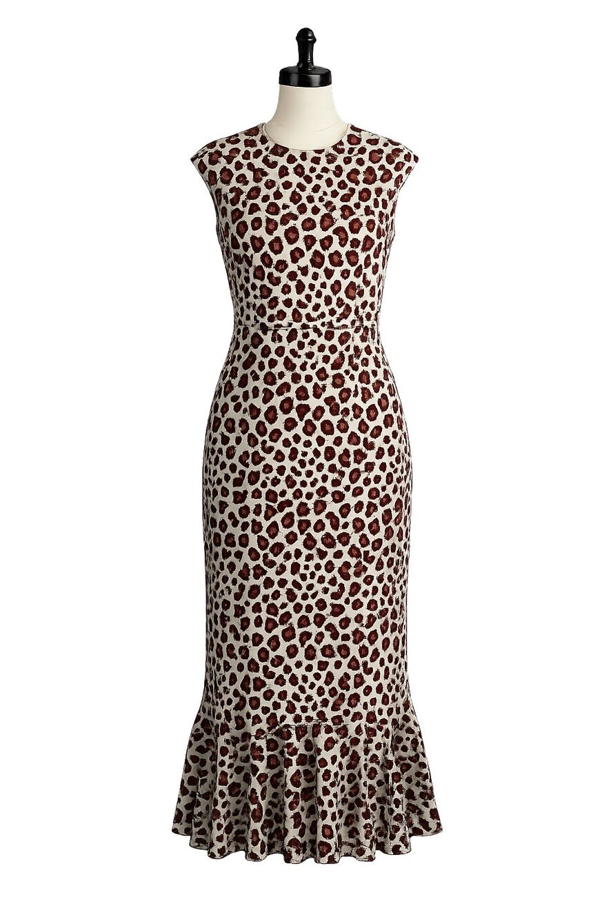 Hutch Kari Leopard Print Ruffle Hem Cocktail Midi Dress - NWOT - Size L